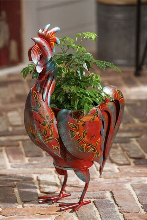 metal chicken planter ideas